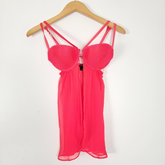 Victoria's Secret Other - Victoria's Secret Pink Lace Babydoll Chiffon Fairycore Fly Away Bra Top Lingerie